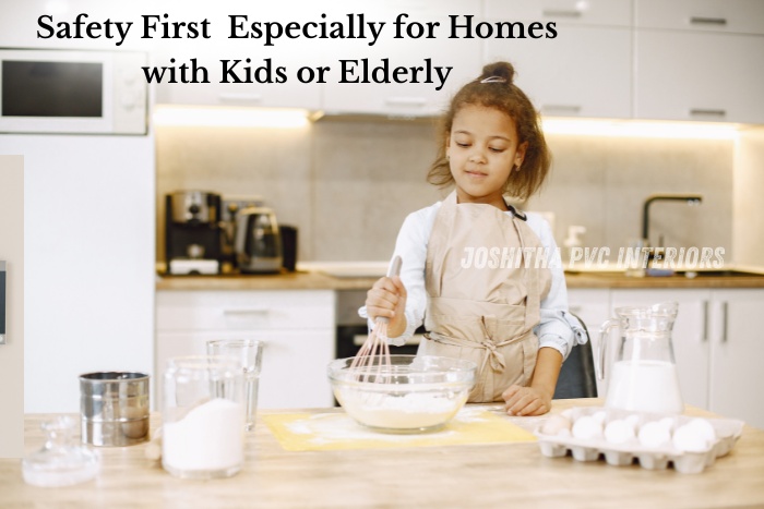 Joshitha PVC Interiors in Chennai – ideal for homes with kids and elderly, offering a secure and stylish cooking space