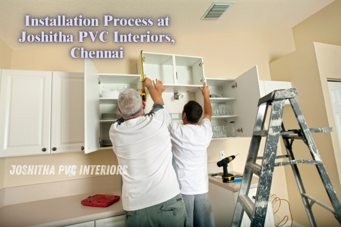 Professional UPVC cabinet installation by Joshitha PVC Interiors in Chennai expert workmanship ensuring perfect fit and finish for every modular kitchen