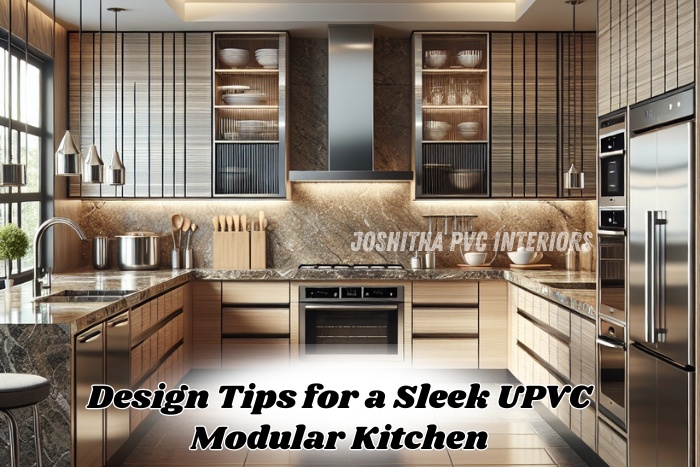 Stylish UPVC modular kitchen design by Joshitha PVC Interiors in Chennai – modern layout with sleek finishes for contemporary Indian homes